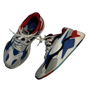 Puma RS-X3 Puzzle Mens 6 width C White Blue Red Athletic Running Shoes Sneakers